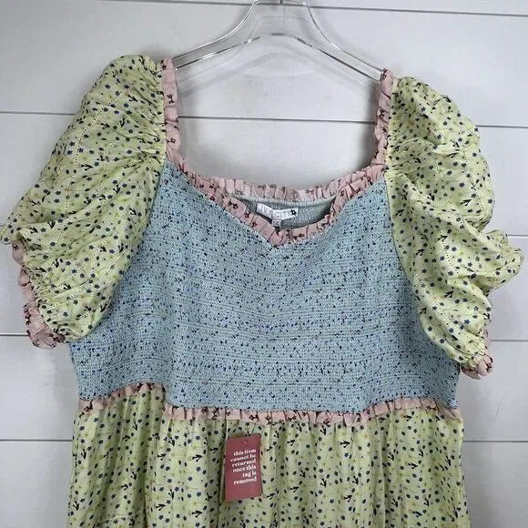 NEW IVY‎ CITY EMILY midi DRESS Tiered Ruffle Smocked Patchwork 5X CottageCore - Picture 6 of 16